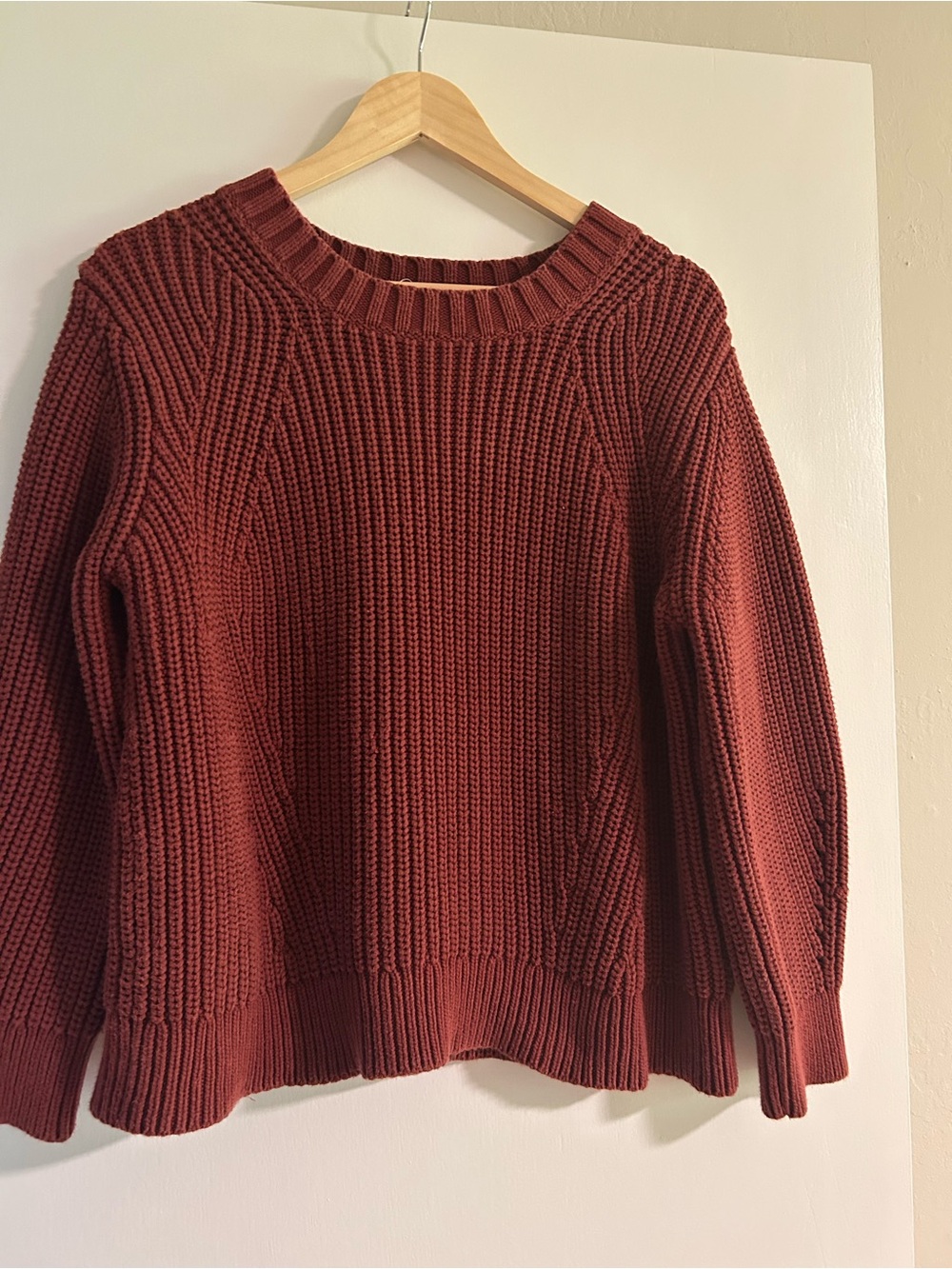 Everlane Ribbed Crewneck Sweater in Rust red size l cotton blend